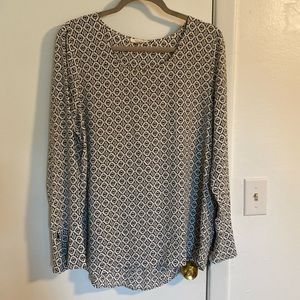 Pleione long sleeve blouse top size large